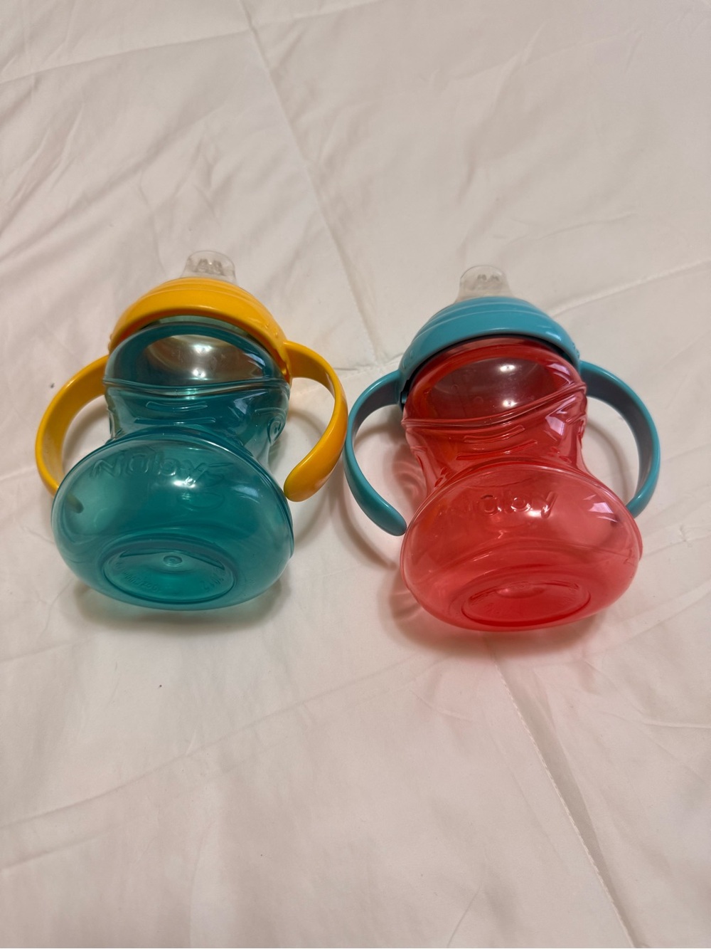 2-Pack Nuby Spill-Proof Toddler Sippy Cups - Teal & Coral
